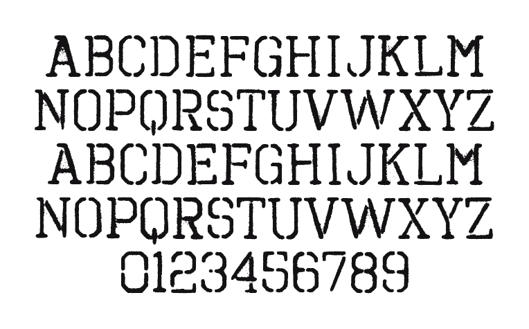 Octin-Spraypaint-B-Rg: every letter, A to Z and a to z, and the numbers 0 to 9
