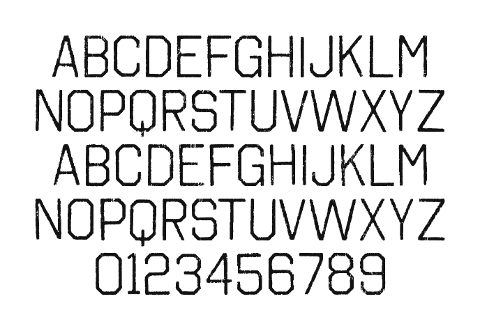 Octin-Vintage-A-Rg: every letter, A to Z and a to z, and the numbers 0 to 9