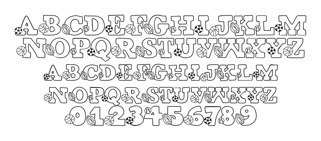 PC-Sports: every letter, A to Z and a to z, and the numbers 0 to 9