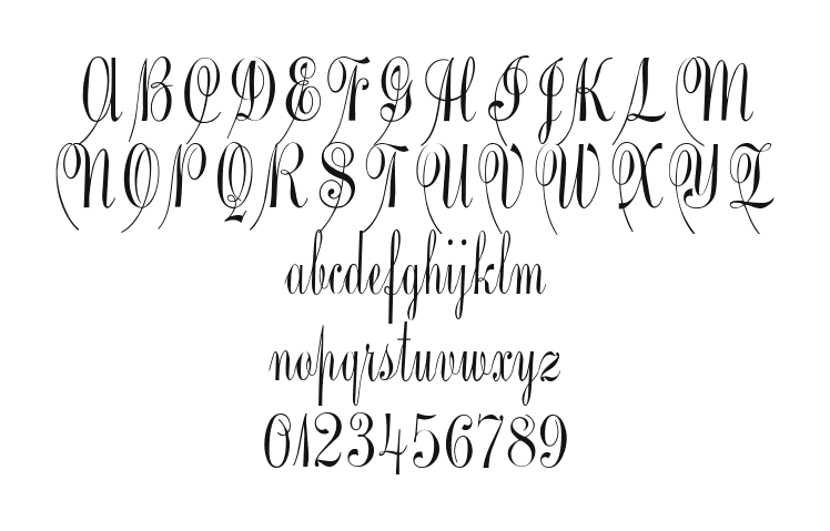 PantagraphScript-Regular: every letter, A to Z and a to z, and the numbers 0 to 9