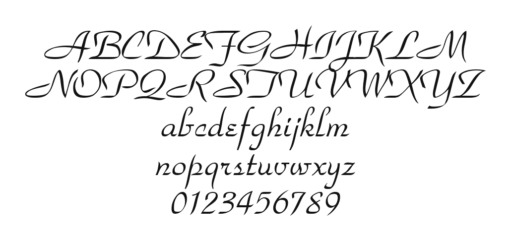 ParkAvenue-Regular 2: every letter, A to Z and a to z, and the numbers 0 to 9