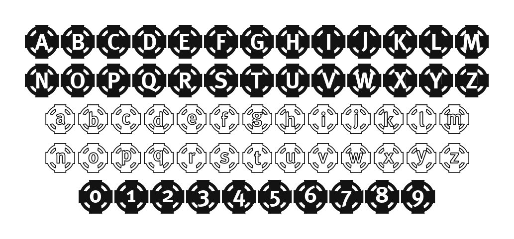 Quick,-hurry-up-and-die-black: every letter, A to Z and a to z, and the numbers 0 to 9