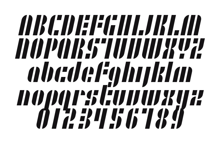 SF-RetroSplice-Condensed: every letter, A to Z and a to z, and the numbers 0 to 9