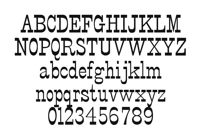 StageCoach-Regular: every letter, A to Z and a to z, and the numbers 0 to 9