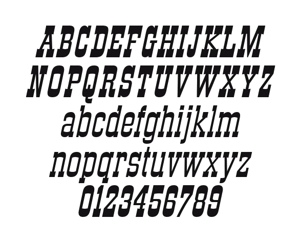 Stagecoach-Italic: every letter, A to Z and a to z, and the numbers 0 to 9