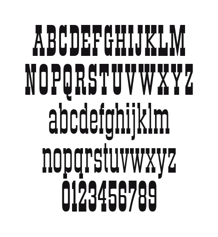 StagecoachCondensed: every letter, A to Z and a to z, and the numbers 0 to 9