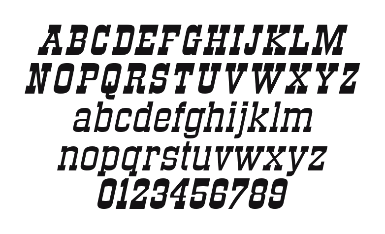 StagecoachExtended-Italic: every letter, A to Z and a to z, and the numbers 0 to 9