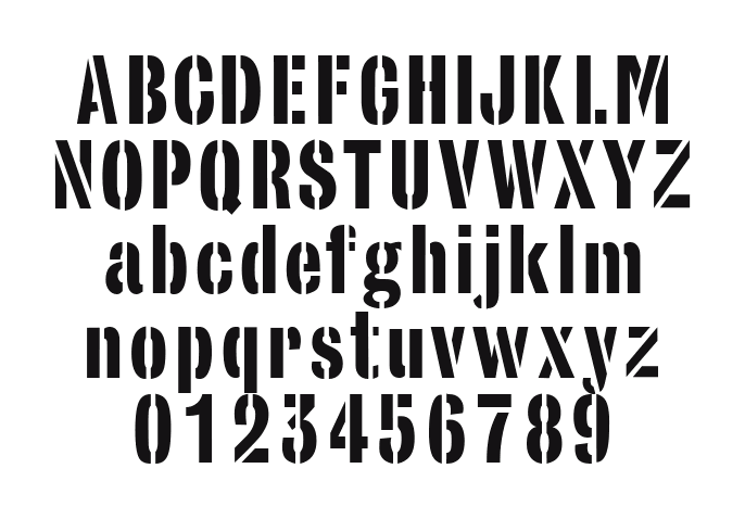StencilSans-Regular: every letter, A to Z and a to z, and the numbers 0 to 9