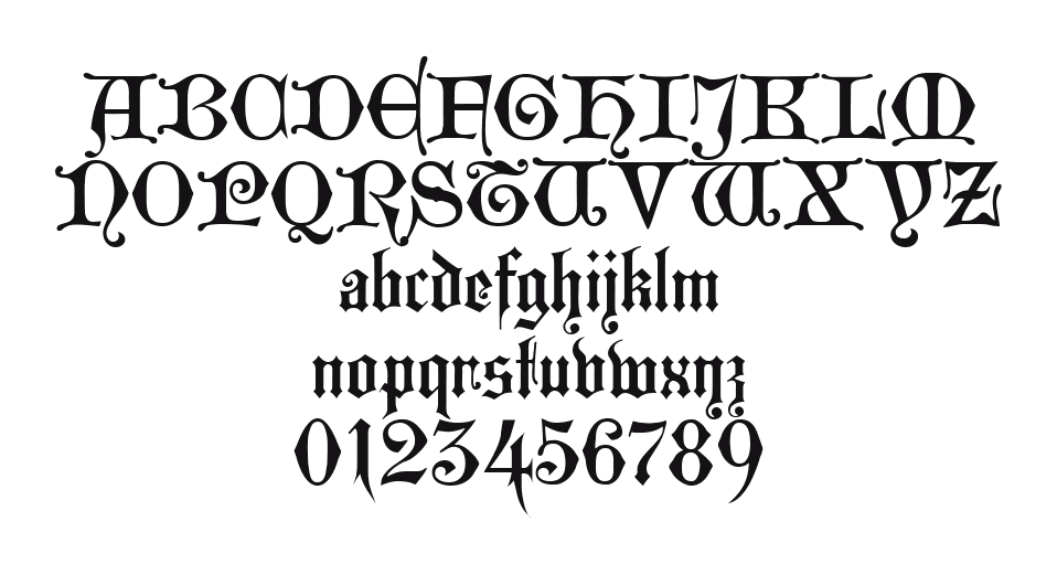 WestminsterGothic-Regular: every letter, A to Z and a to z, and the numbers 0 to 9