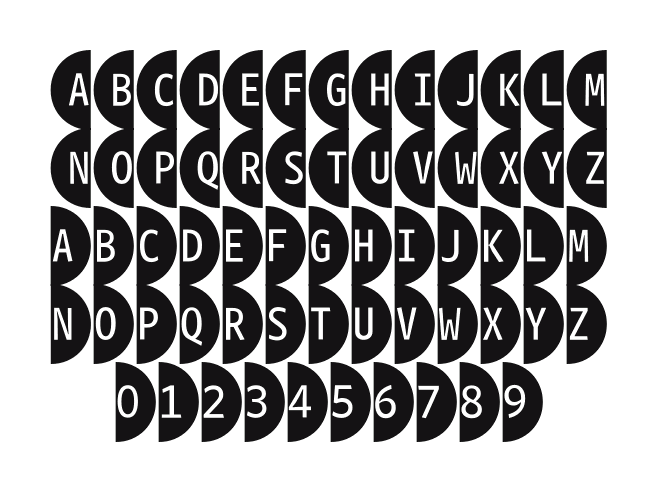 WhitneyIndexBlack-RoundLt2: every letter, A to Z and a to z, and the numbers 0 to 9