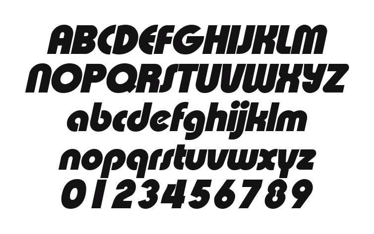 XpressiveBlack-Italic: every letter, A to Z and a to z, and the numbers 0 to 9