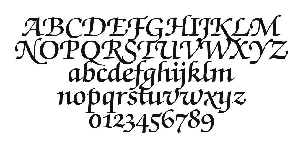 ZabriskieScriptSwashDemi-Regular-DB: every letter, A to Z and a to z, and the numbers 0 to 9