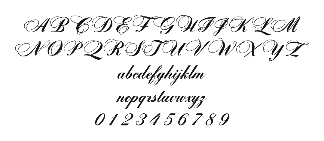 ZenithScriptSSi: every letter, A to Z and a to z, and the numbers 0 to 9