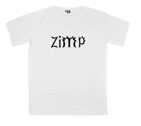 Zimp printed on a t-shirt