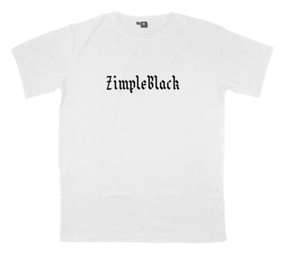 ZimpleBlack printed on a t-shirt