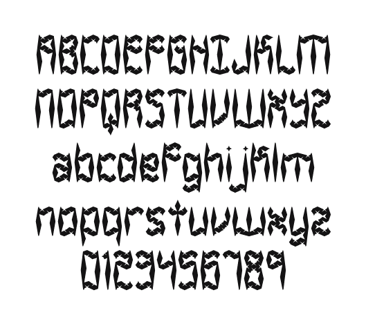 Zirconia-BRK: every letter, A to Z and a to z, and the numbers 0 to 9
