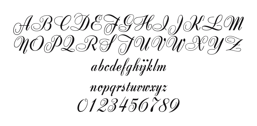 Zirkon: every letter, A to Z and a to z, and the numbers 0 to 9