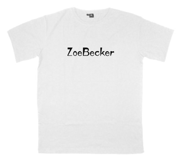 ZoeBecker printed on a t-shirt