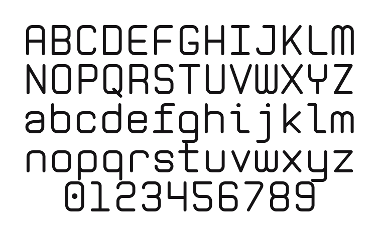 Zolan-Mono-BTN: every letter, A to Z and a to z, and the numbers 0 to 9