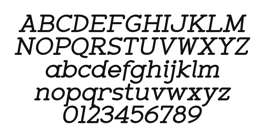 Zolano-Serif-BTN-BoldOblique: every letter, A to Z and a to z, and the numbers 0 to 9