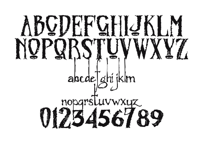 Zombified: every letter, A to Z and a to z, and the numbers 0 to 9