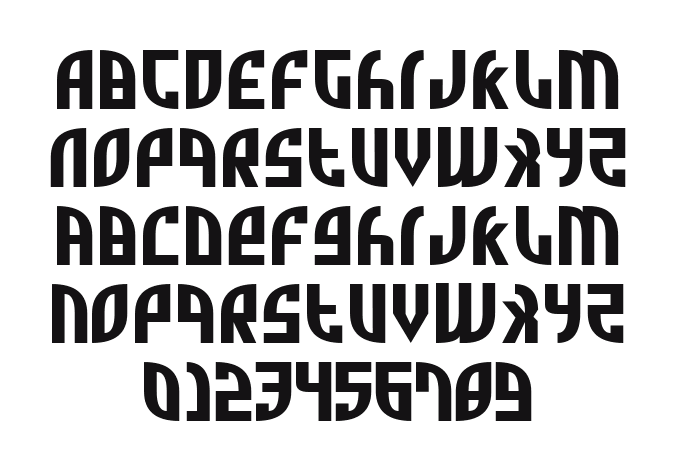 Zone-Rider-Expanded: every letter, A to Z and a to z, and the numbers 0 to 9