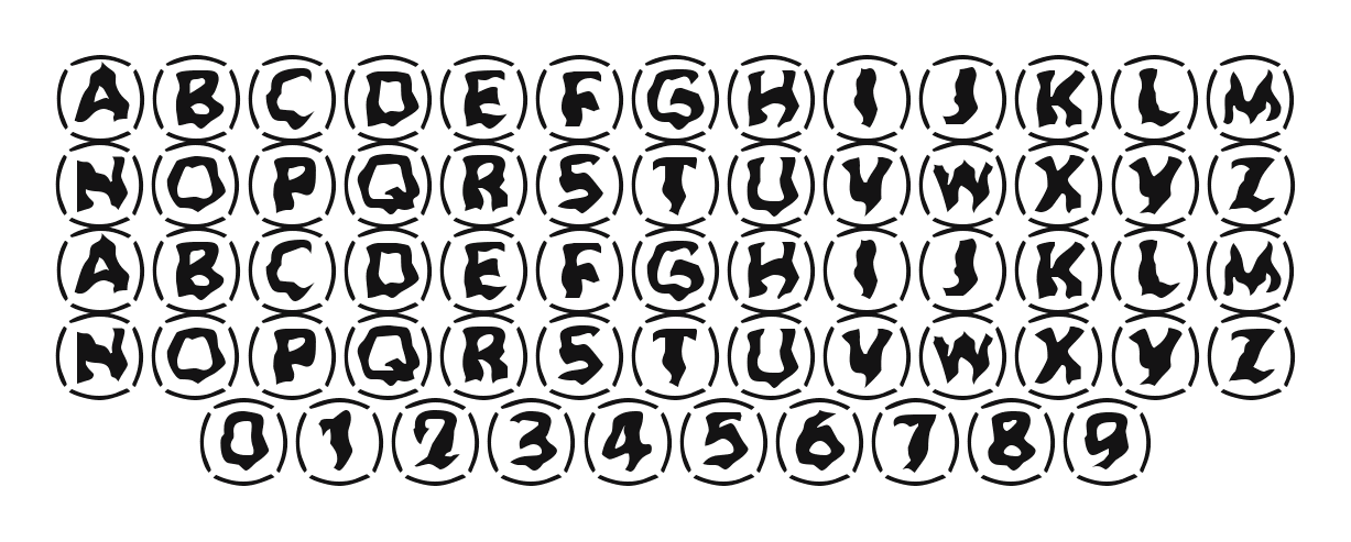 Zone23_Dreamtime-923: every letter, A to Z and a to z, and the numbers 0 to 9