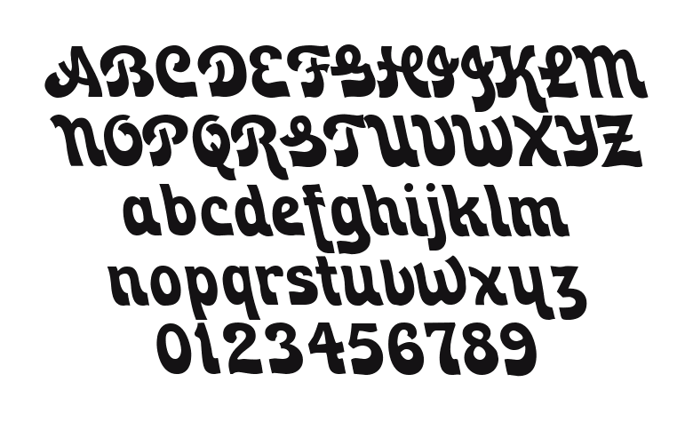 Zorba-Regular: every letter, A to Z and a to z, and the numbers 0 to 9