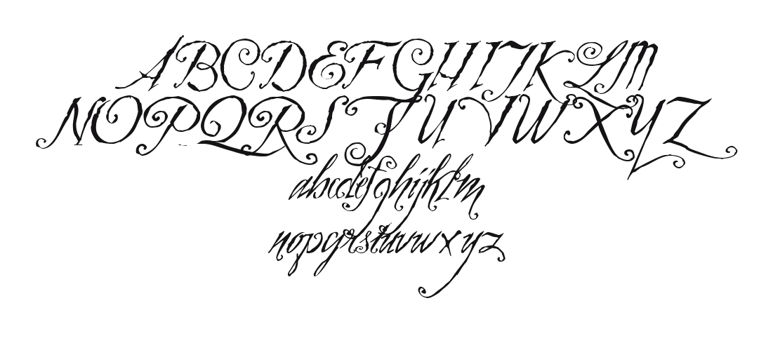 Zothique-Demo: every letter, A to Z and a to z, and the numbers 0 to 9