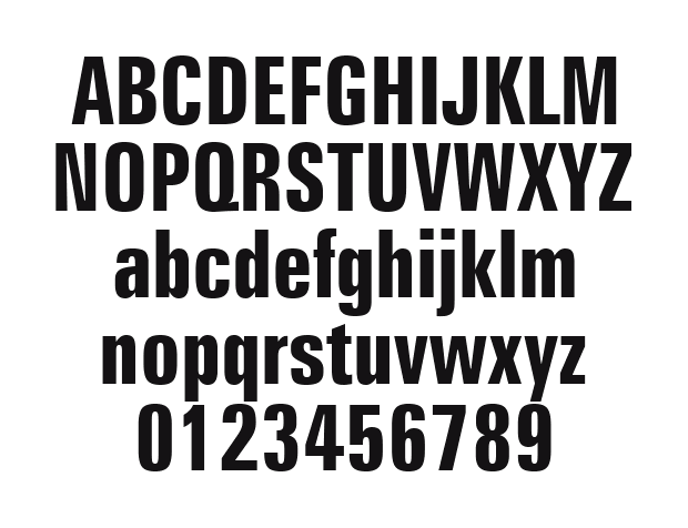 Zurich-BdXCn-BT-Bold: every letter, A to Z and a to z, and the numbers 0 to 9