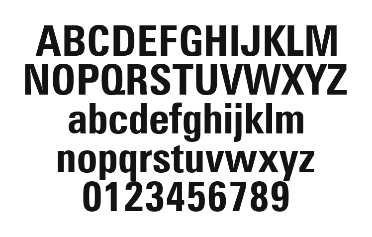 Zurich-Bold-Condensed-BT: every letter, A to Z and a to z, and the numbers 0 to 9