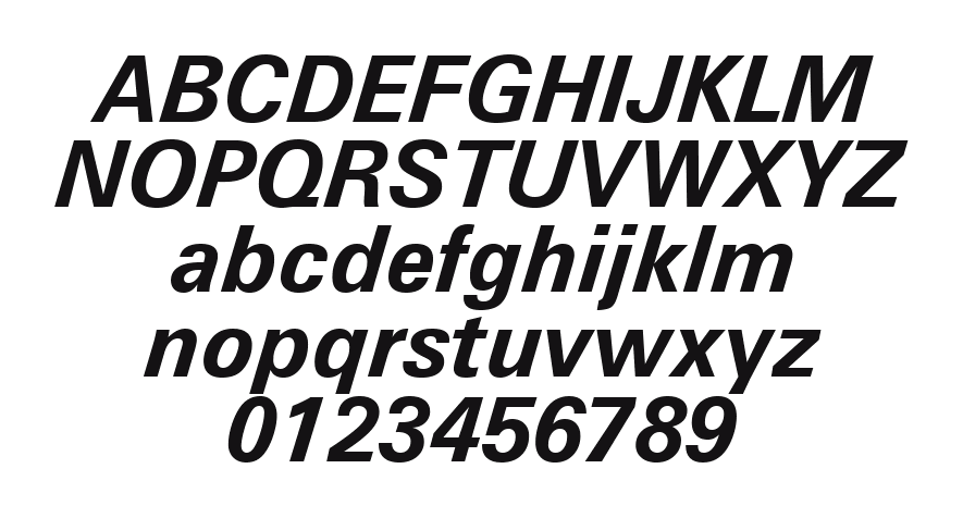 Zurich-Bold-Italic-Win95BT: every letter, A to Z and a to z, and the numbers 0 to 9