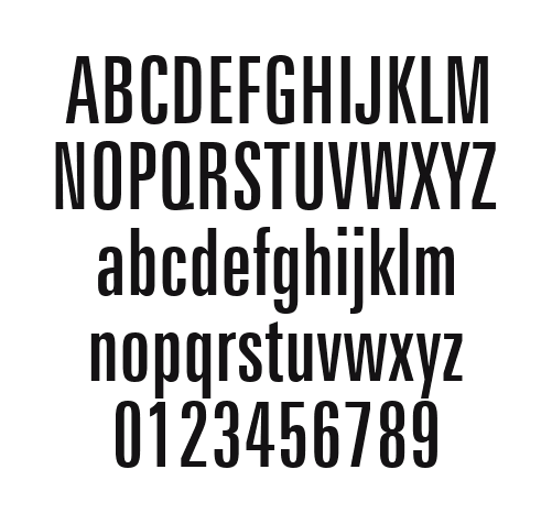 Zurich-Extra-Condensed-BT: every letter, A to Z and a to z, and the numbers 0 to 9