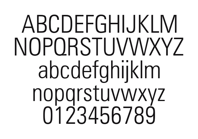 Zurich-LtCn-BT-Light: every letter, A to Z and a to z, and the numbers 0 to 9