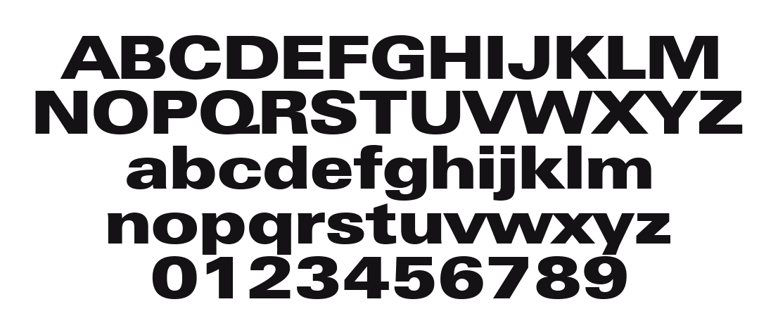 Zurich-Ultra-Black-Extended-BT: every letter, A to Z and a to z, and the numbers 0 to 9