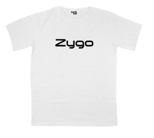 Zygo printed on a t-shirt