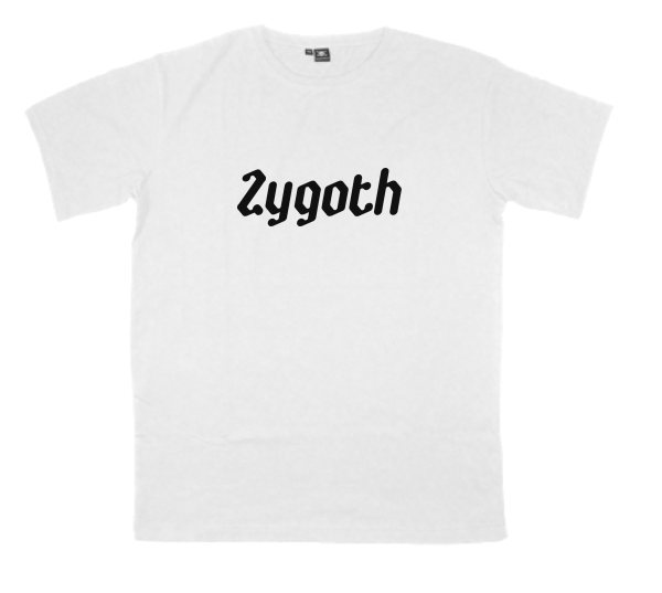 Zygoth printed on a t-shirt