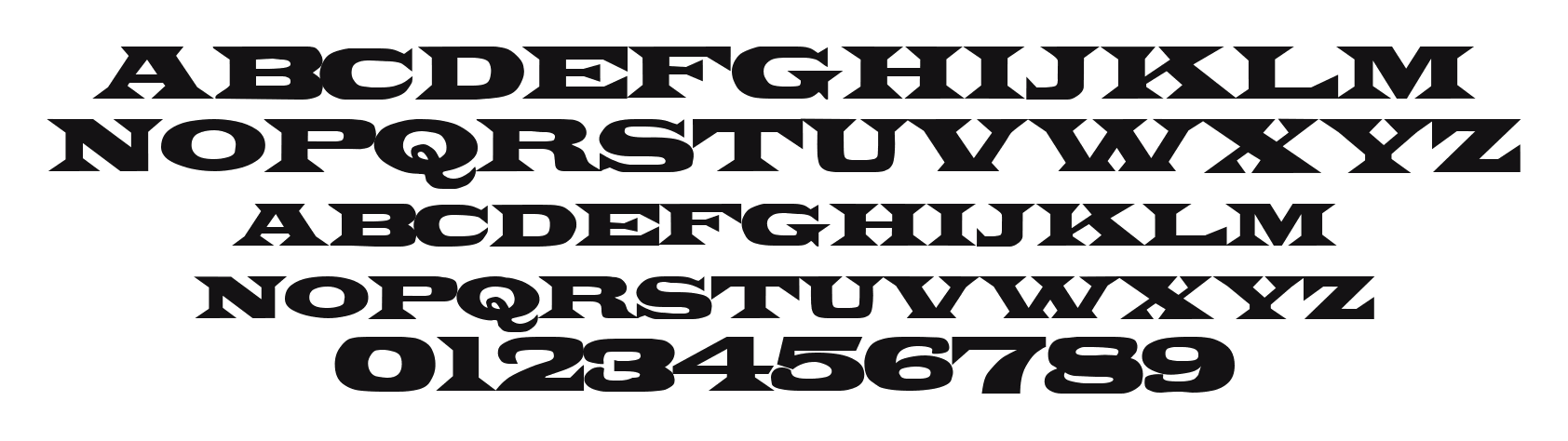 Zyklop: every letter, A to Z and a to z, and the numbers 0 to 9