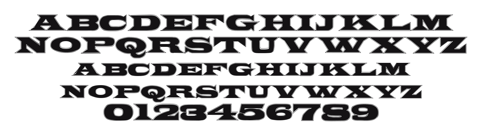 ZyklopInline: every letter, A to Z and a to z, and the numbers 0 to 9