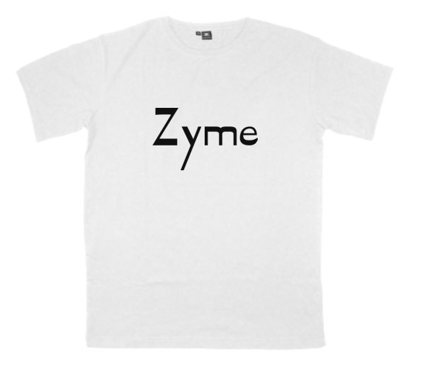 Zyme printed on a t-shirt