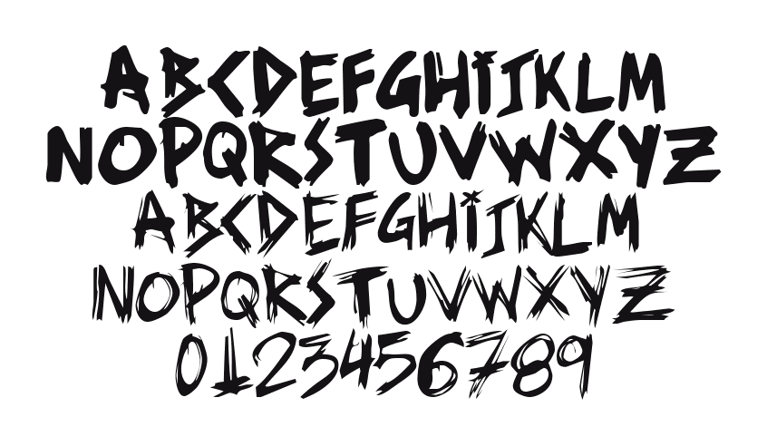 ziperhead: every letter, A to Z and a to z, and the numbers 0 to 9