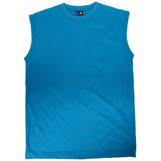 (T12S) Sleeveless T-shirt in Fabric Color (2034) Turquoise in (210 GSM, 100% Cotton) Fabric ColorsStandard fabric for men shirtsFabric Specification100% Cotton210 Grams Per Square MeterPreshrunk materialThe fabric is preshrunk, but depending on the way you wash, the fabric might still have up to 2% of shrinkage more.